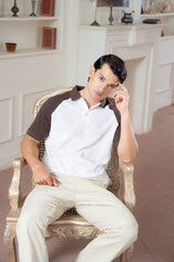 Raglan Cloud Contrast Pique Polo