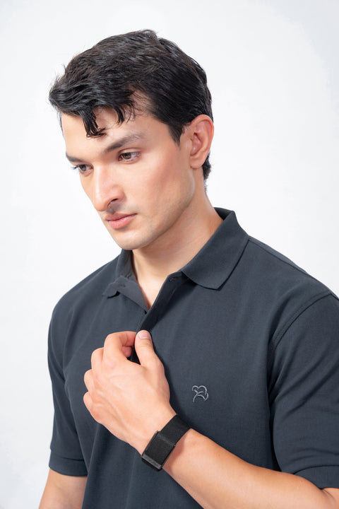 Woodland Gray Pique Polo