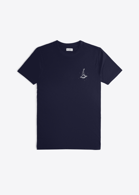 NAVY SPACE THEME PRINT T-SHIRT