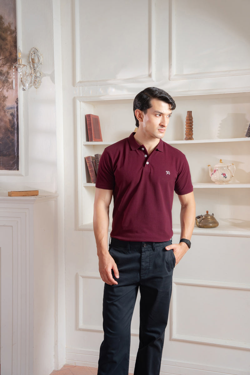 EXCLUSIVE BURGUNDY PIQUÉ POLO
