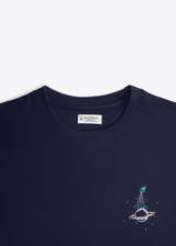 NAVY SPACE THEME PRINT T-SHIRT