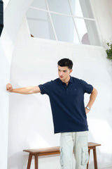 EXCLUSIVE BLUE PIQUÉ POLO