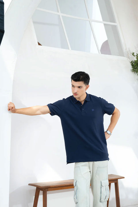 EXCLUSIVE BLUE PIQUÉ POLO