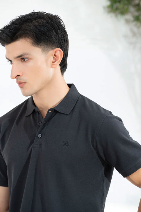 EXCLUSIVE CHARCOAL PIQUE POLO