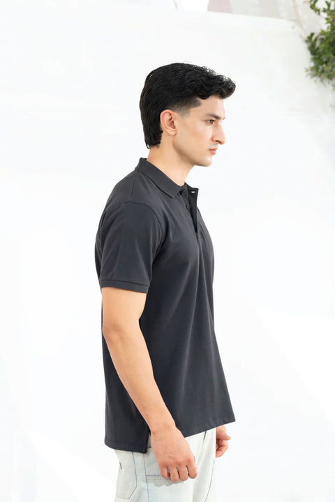 EXCLUSIVE CHARCOAL PIQUE POLO