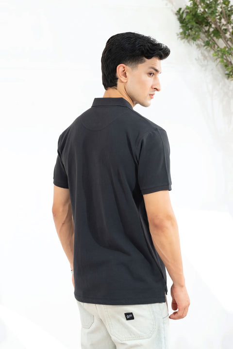 EXCLUSIVE CHARCOAL PIQUE POLO