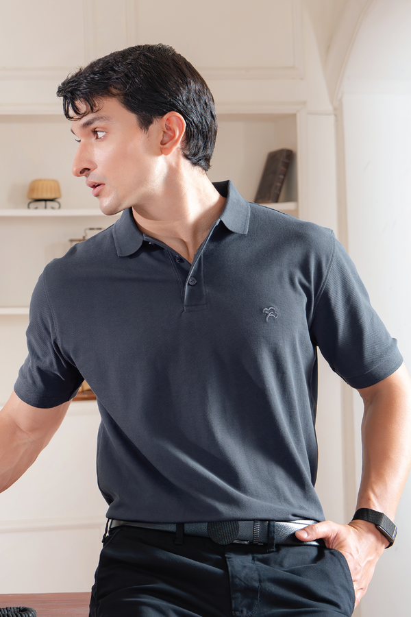 Woodland Gray Pique Polo