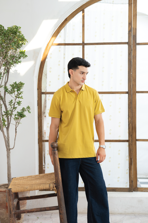 AMBER GREEN PIQUE POLO
