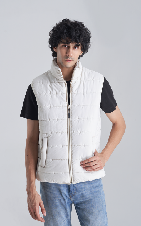 ASH WHITE EXCLUSIVE PUFFER JACKET  (SLEEVELESS)