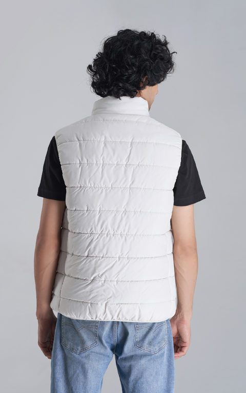 ASH WHITE EXCLUSIVE PUFFER JACKET  (SLEEVELESS)