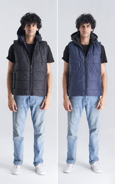 Reversible two Way Jacket - Blue/Black  (SLEEVELESS)