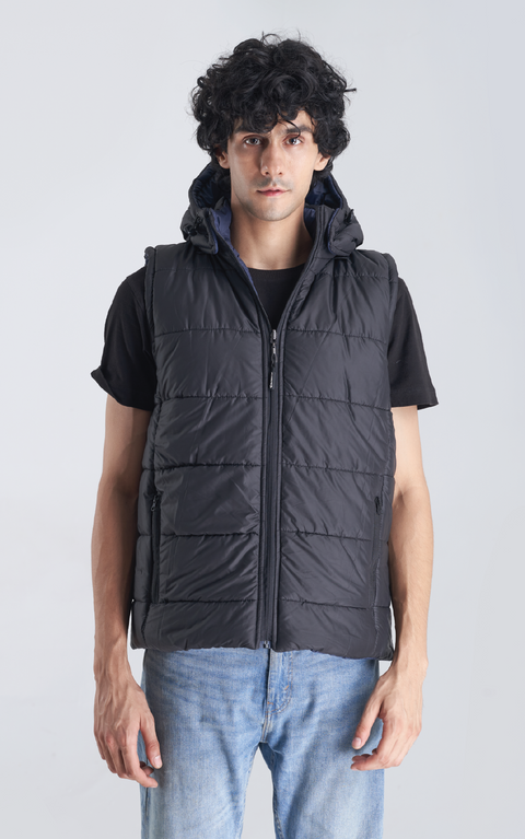 Reversible two Way Jacket - Blue/Black  (SLEEVELESS)