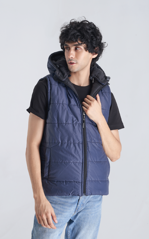 Reversible two Way Jacket - Blue/Black  (SLEEVELESS)