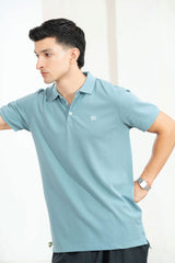 SMOKE BLUE PIQUÉ POLO