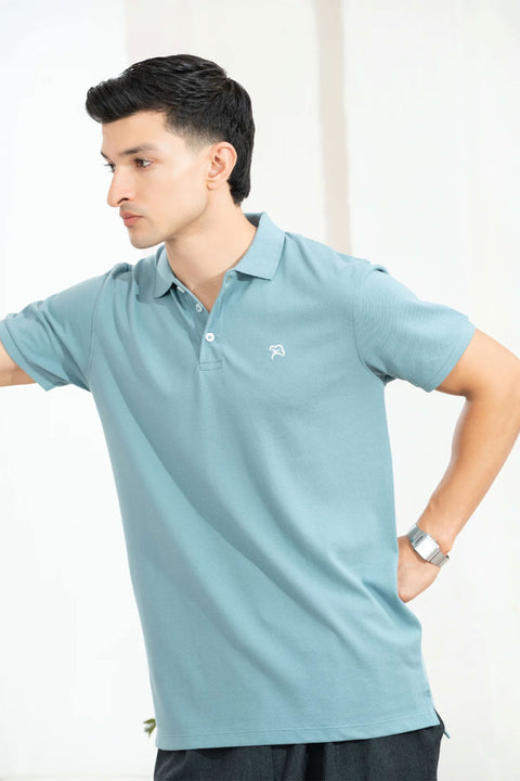 SMOKE BLUE PIQUÉ POLO