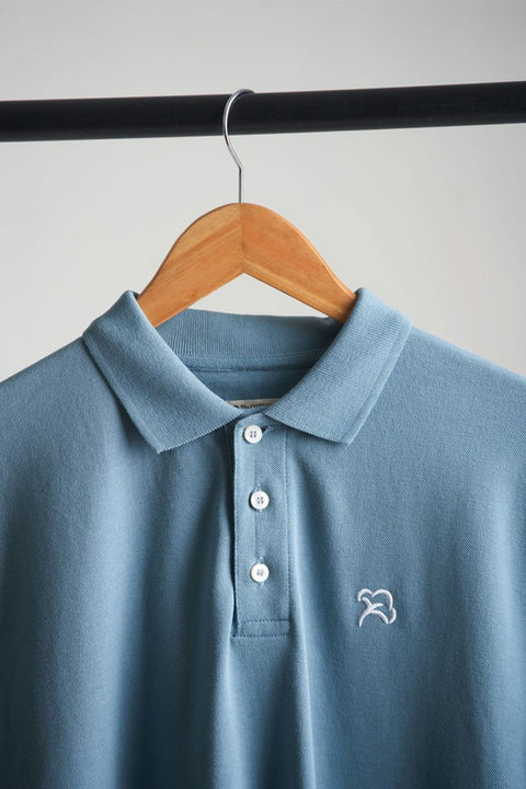SMOKE BLUE PIQUÉ POLO