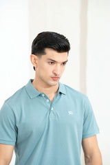 SMOKE BLUE PIQUÉ POLO