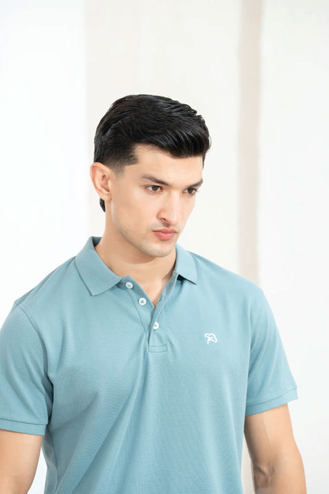 SMOKE BLUE PIQUÉ POLO