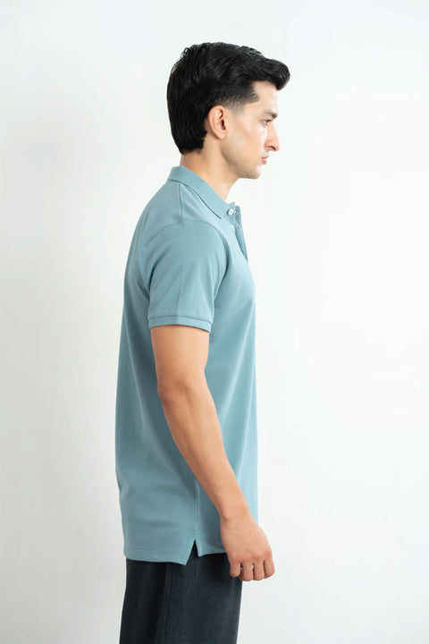 SMOKE BLUE PIQUÉ POLO