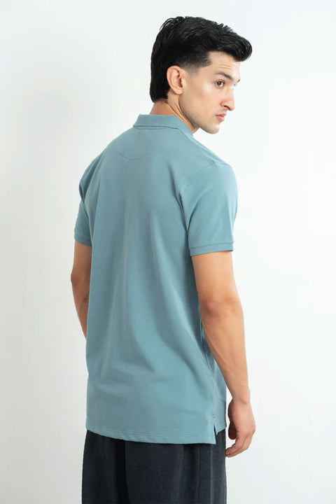 SMOKE BLUE PIQUÉ POLO