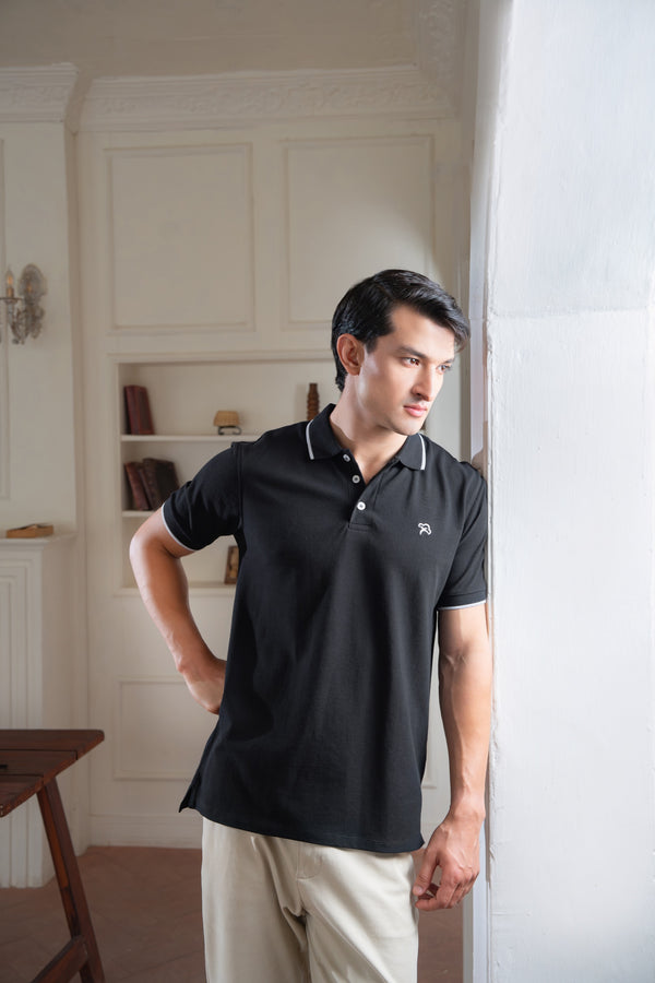 BLACK VOGUE PIQUE POLO