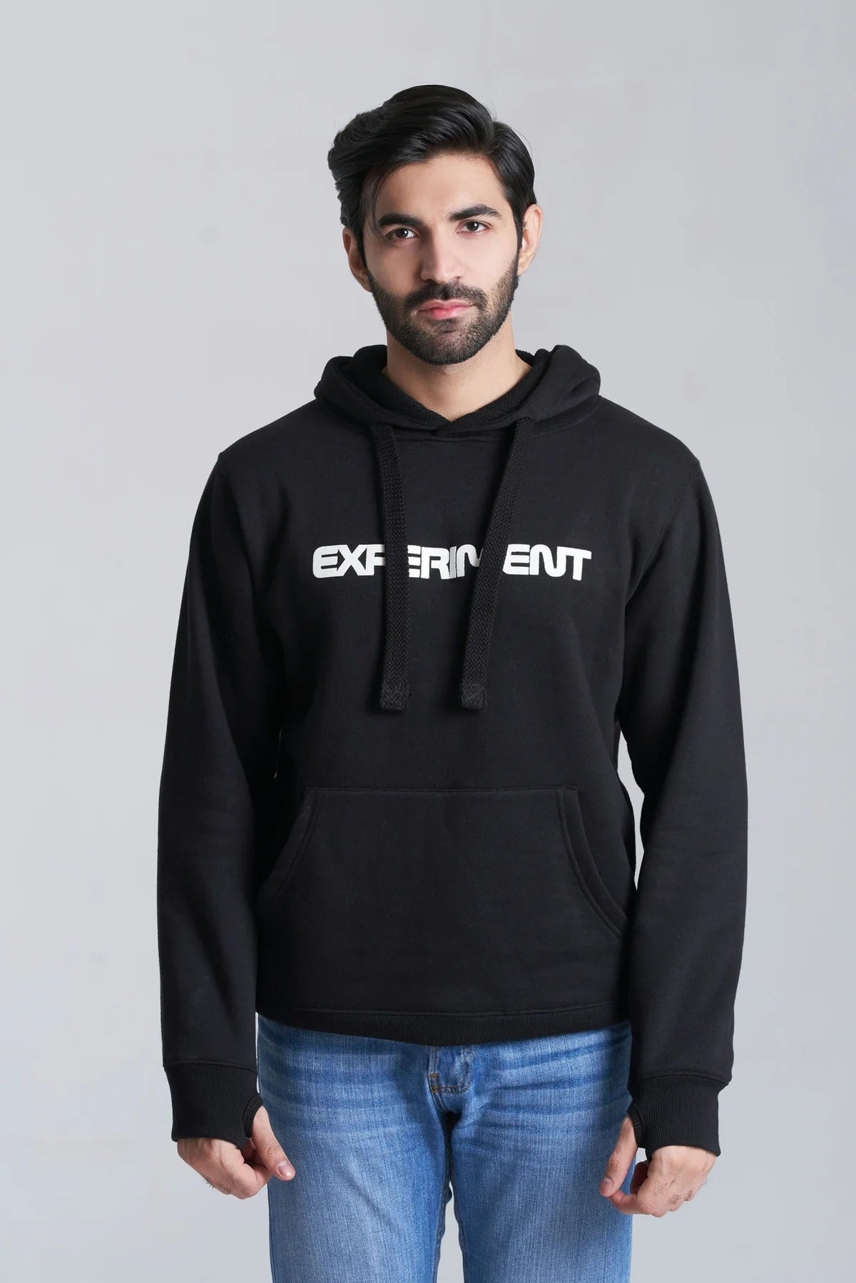 back view of unisex black landscape graphic hoodie sale  now