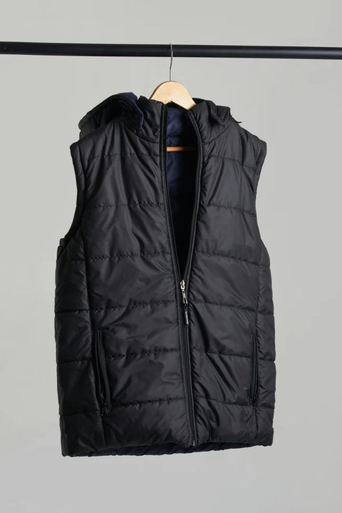 best reversible two way jacket blue black sleeveless with zipper