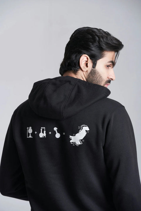 close up of unisex black landscape graphic hoodie buy now