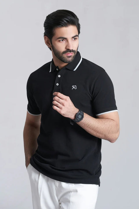 mens black vogue pique polo shirt for elegant style