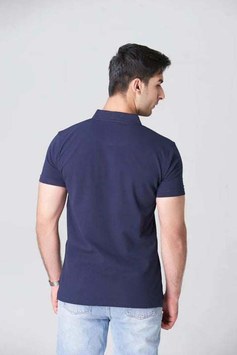 modern exclusive blue pique polo shirt