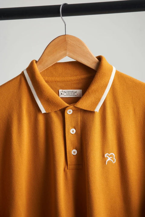 premium mustard polo with contrast