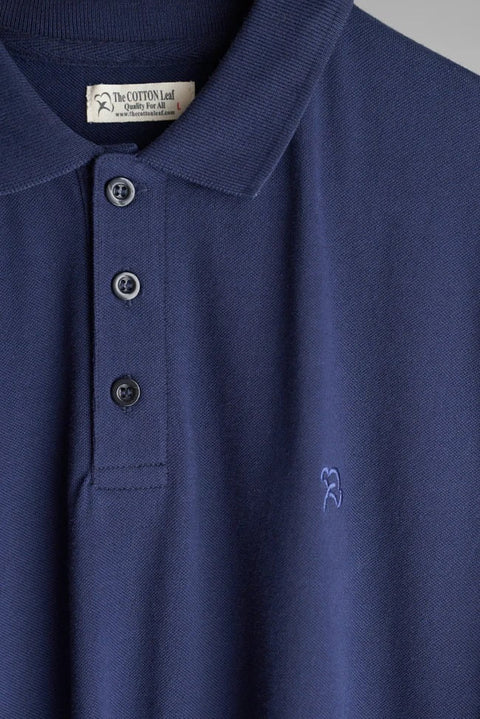 sophisticated blue pique polo for casual wear