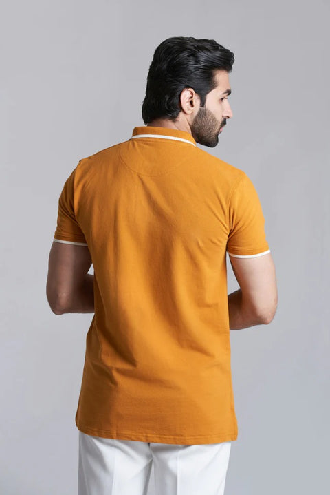 stylish mustard tipping polo shirt