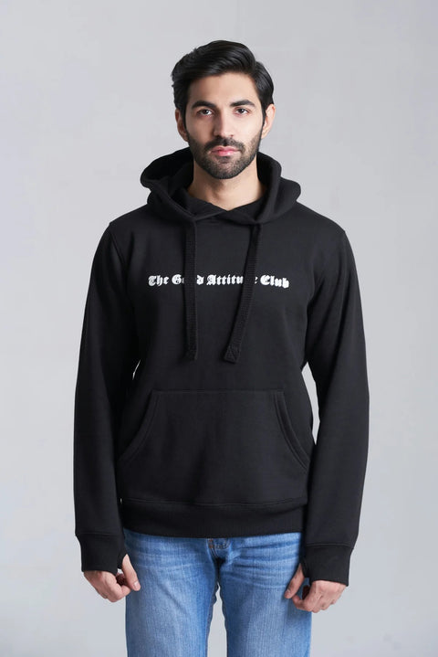 unisex black free style graphic hoodie front view buy now