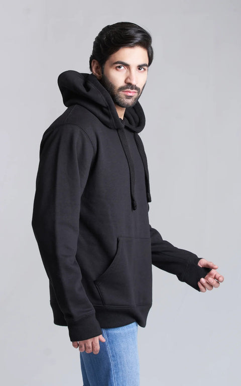 unisex black plain hoodie front view buy